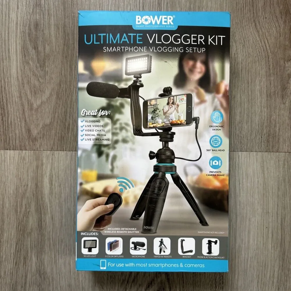 Bower Ultimate Vlogger Kit Smartphone Self Record Tripod Vlogging Setup New